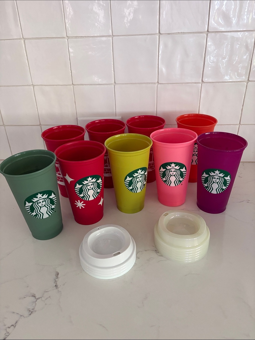 NWOT Starbucks Holiday Cups + Color Reusable Cups - Bundle of 9